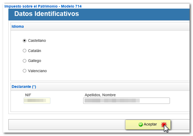 Idioma y datos identificativos