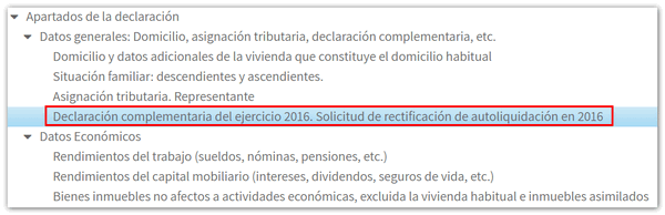 Acceder a página complementaria desde apartados
