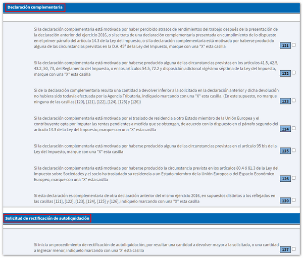 Página 2 declaración complementaria o rectificación autoliquidación 2016