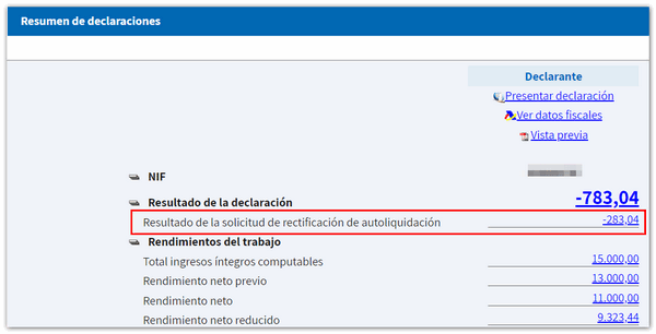 resultado rectificación