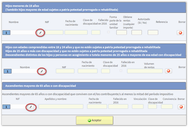 Aceptar datos idenficativos