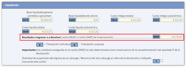 comprobar el resultado en el documento de ingreso