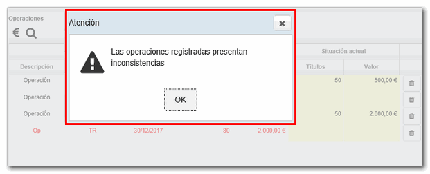 Error en los datos