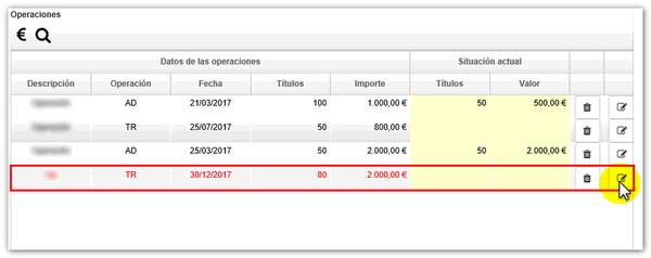 Editar operación