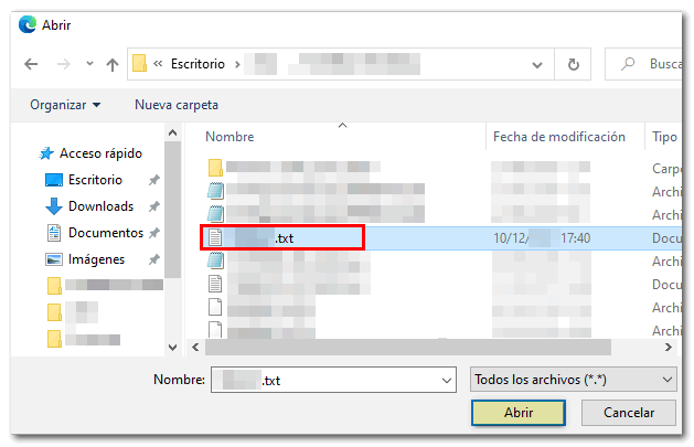 Seleccionar fichero