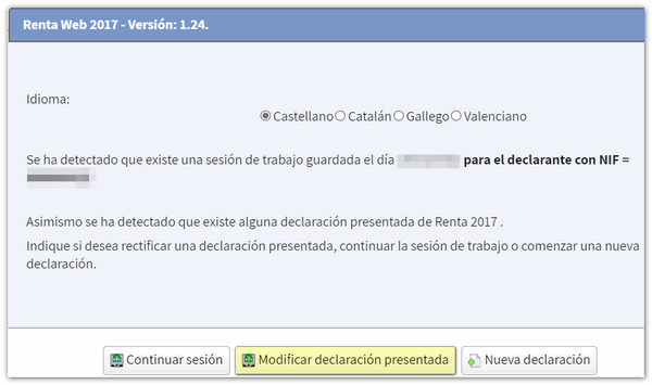 Modificar declaración