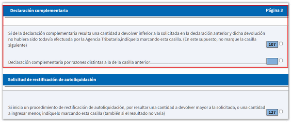 Declaración complementaria