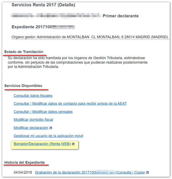 servicios personalizados de Renta 2017