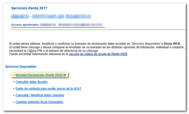 servicios apoderado Renta 2017