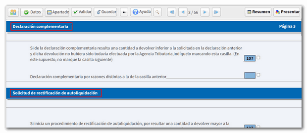 Página complementaria /rectificación