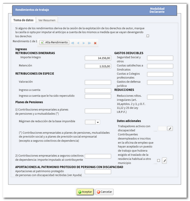 Modificación datos