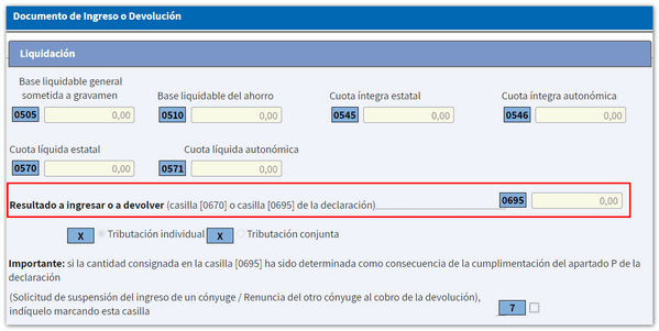 comprobar el resultado en el documento de ingreso