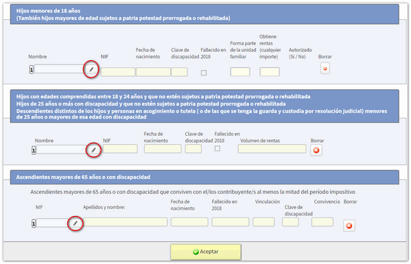 aceptar pantalla datos identificativos 2018