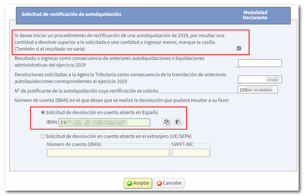 captura de datos de la modificación