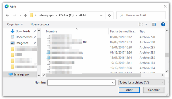 seleccionar fichero renta