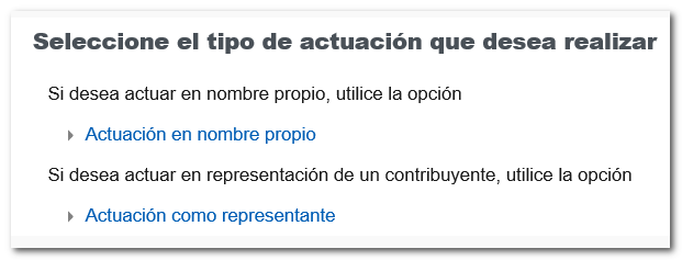 Acceso nombre propio o representante