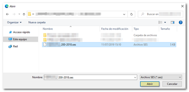 Seleccionar fichero ses