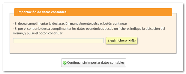 Elegir XML para importar datos contables