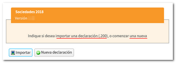 Nueva declaración Sociedades WEB e importar