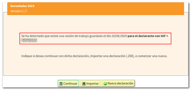 Continuar con una declaración guardada