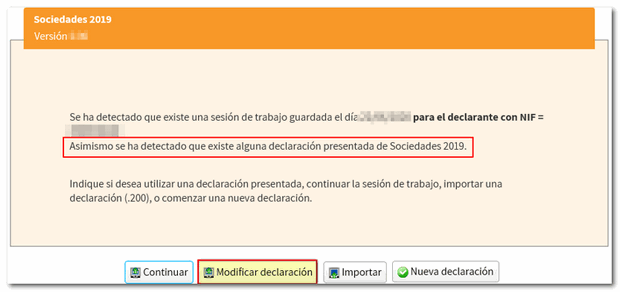 Modificar una declaración presentada