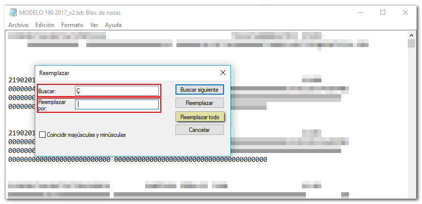 Reemplazar caracteres localizados