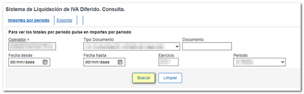 Establezca los datos para la consulta y pulse buscar