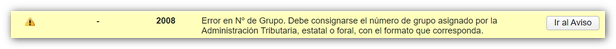 Error número de grupo