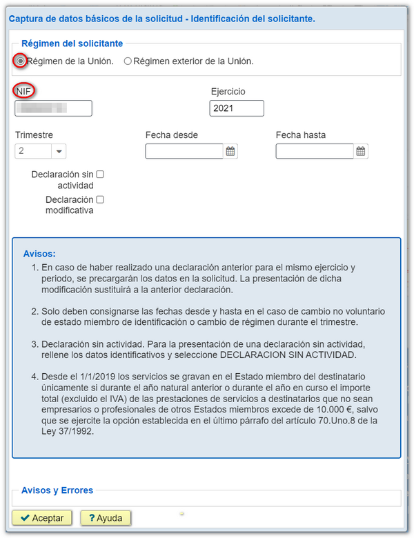 Datos básicos Régimen de la Unión