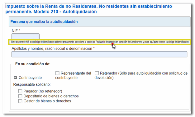 Solicitar asignación de NIF