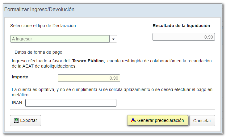 Resultado de la declaración "A ingresar"