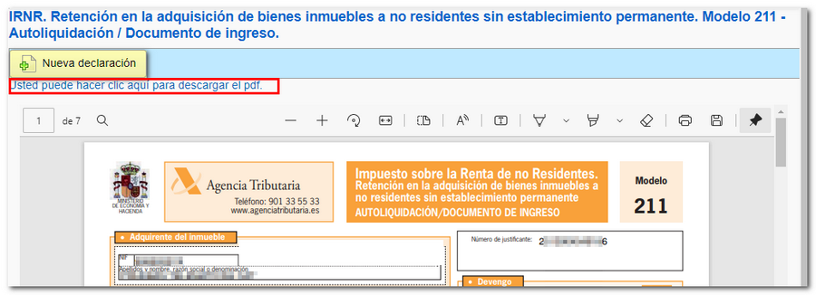PDF del modelo 211 para la presentación en papel