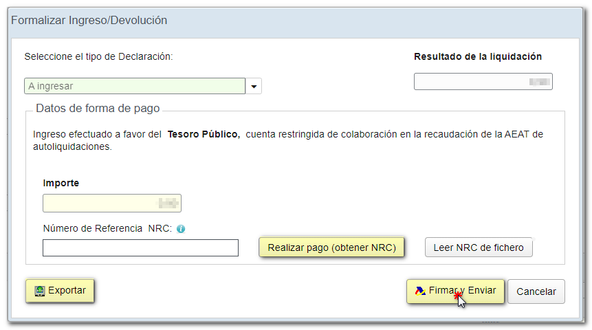 Obtención del NRC como justificante del pago