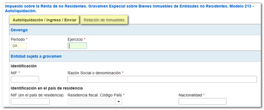 Datos de la autoliquidación