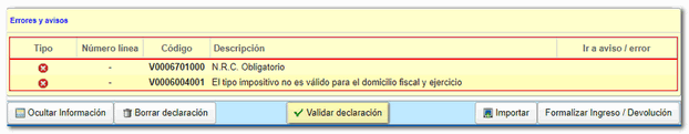 Validar declaración