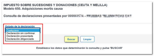 Estado de la declaración