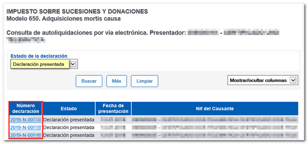 Declaración prresentada