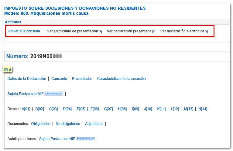 Detalle y justificante
