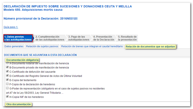 Relación de documentos