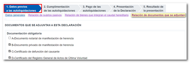Relación de documentos