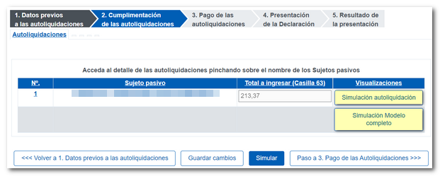 Simular autoliquidación