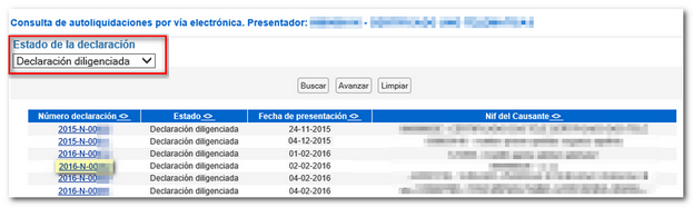 Declaración diligencia