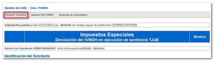 Desistir solicitud