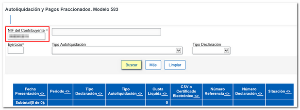 búsqueda por criterios de declaración 