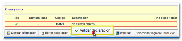 Validar declaración
