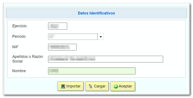 Identifícate y pulsa Aceptar o Cargar