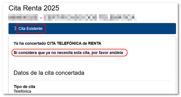 cita existente