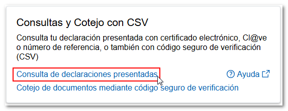 Consulta de declaraciones presentadas