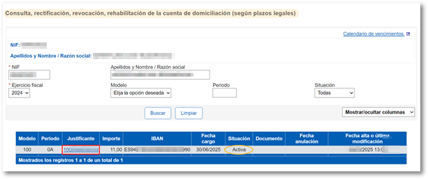 Buscar domiciliación