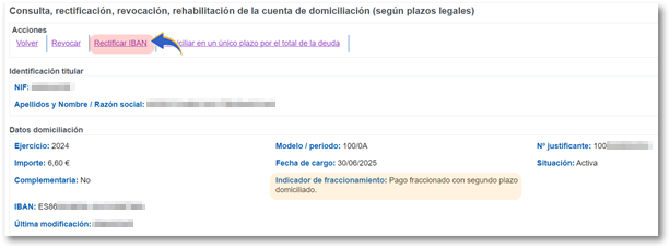 Rectificar IBAN